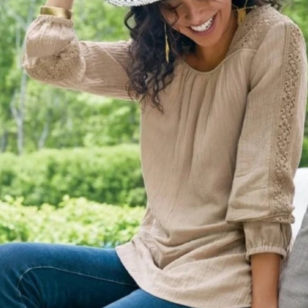 Soft Surroundings Embroidered Lace Asilah Blouse